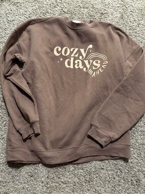 Pink Lilly Cozy Days Ahead Crewneck Sweatshirt - Brown